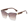 New cross-border European and American style printed personalized women's sunglasses, one-piece large frame design slimming sunglasses, trendy street style metal material glasses Item Picture